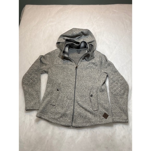 Eddie Bauer Jackets & Blazers - Eddie Bauer Womens Heathered Gray Fleece Lined Hooded Jacket Full Zip Size L